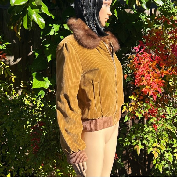 1970s Corduroy and Genuine Rabbit Fur Reversible Bomber Jacket - Picture 2 of 7